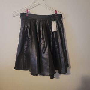 NWT ELEVENPARIS Black Glossy Vegan Leather skater skirt 40